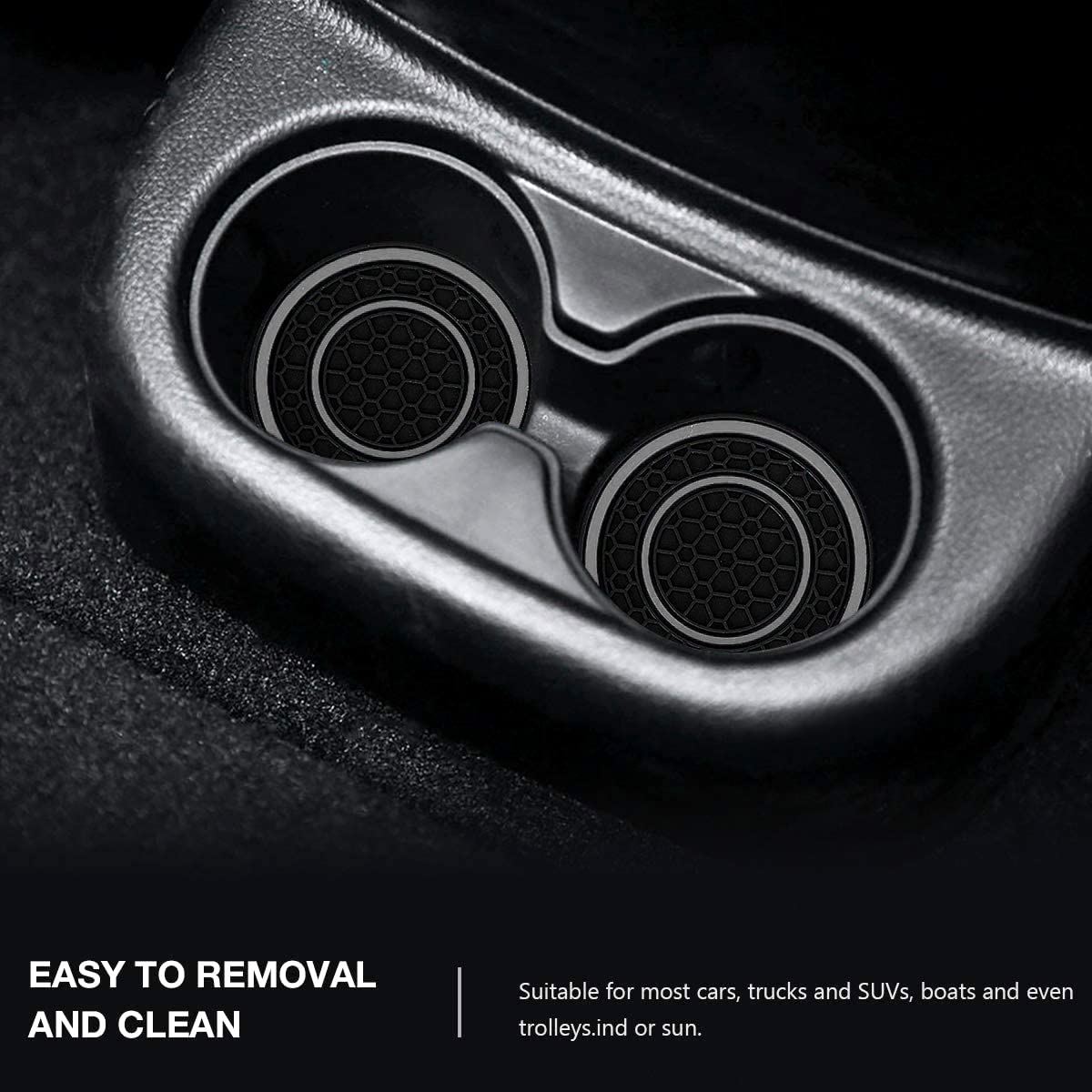 Auprite Car Cup Holder Coasters, 2 Pack Universal Auto Anti Slip Cup Holder Insert Coaster, Car Interior Accessories (Gray)