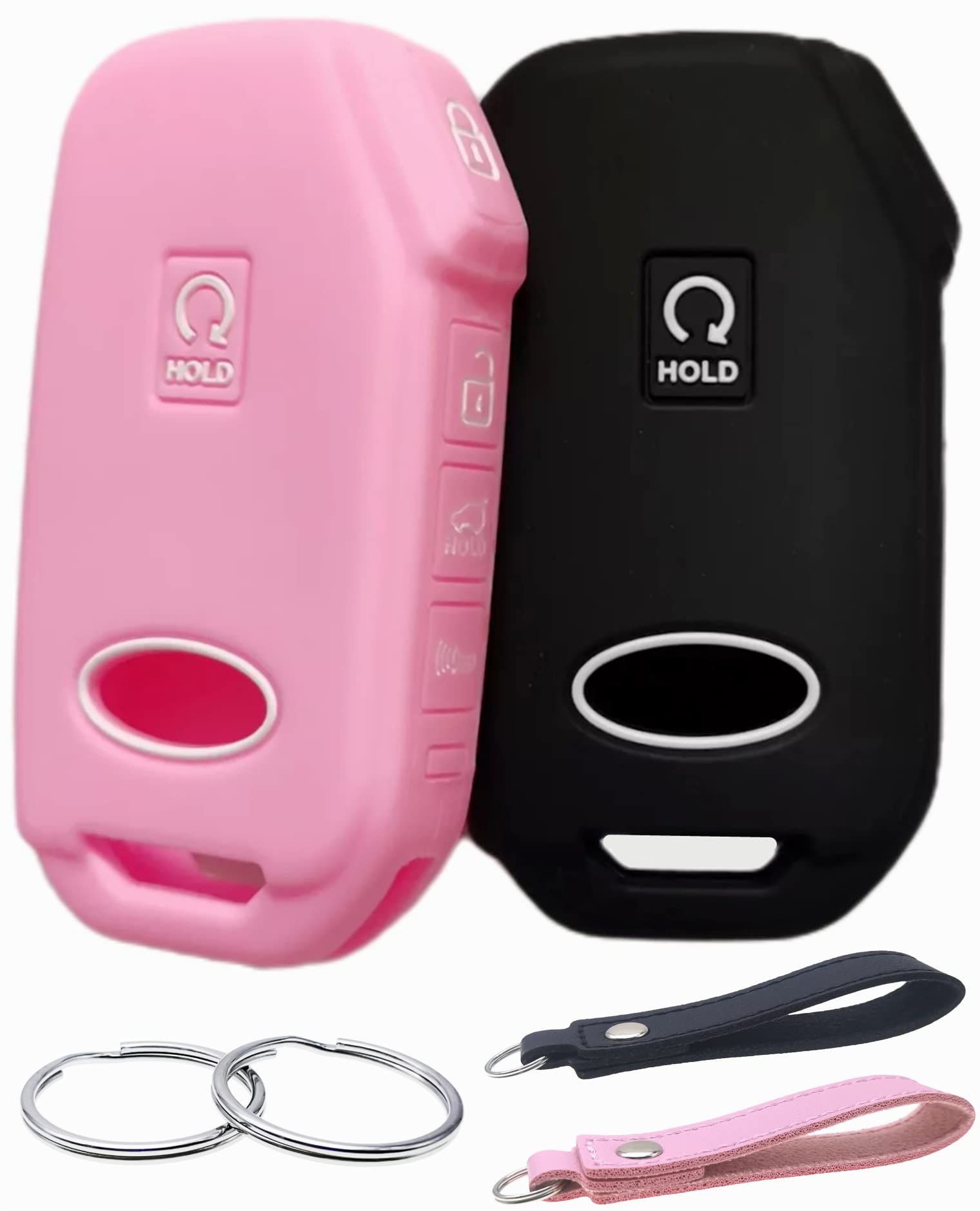 Reprotecting Silicone Rubber Key Fob Cover Compatible With 2022 2023 Kia Cadenza Forte Forte5 K5 Niro Rio Seltos Sorento Soul Sportage Stinger Telluride (Black Pink)