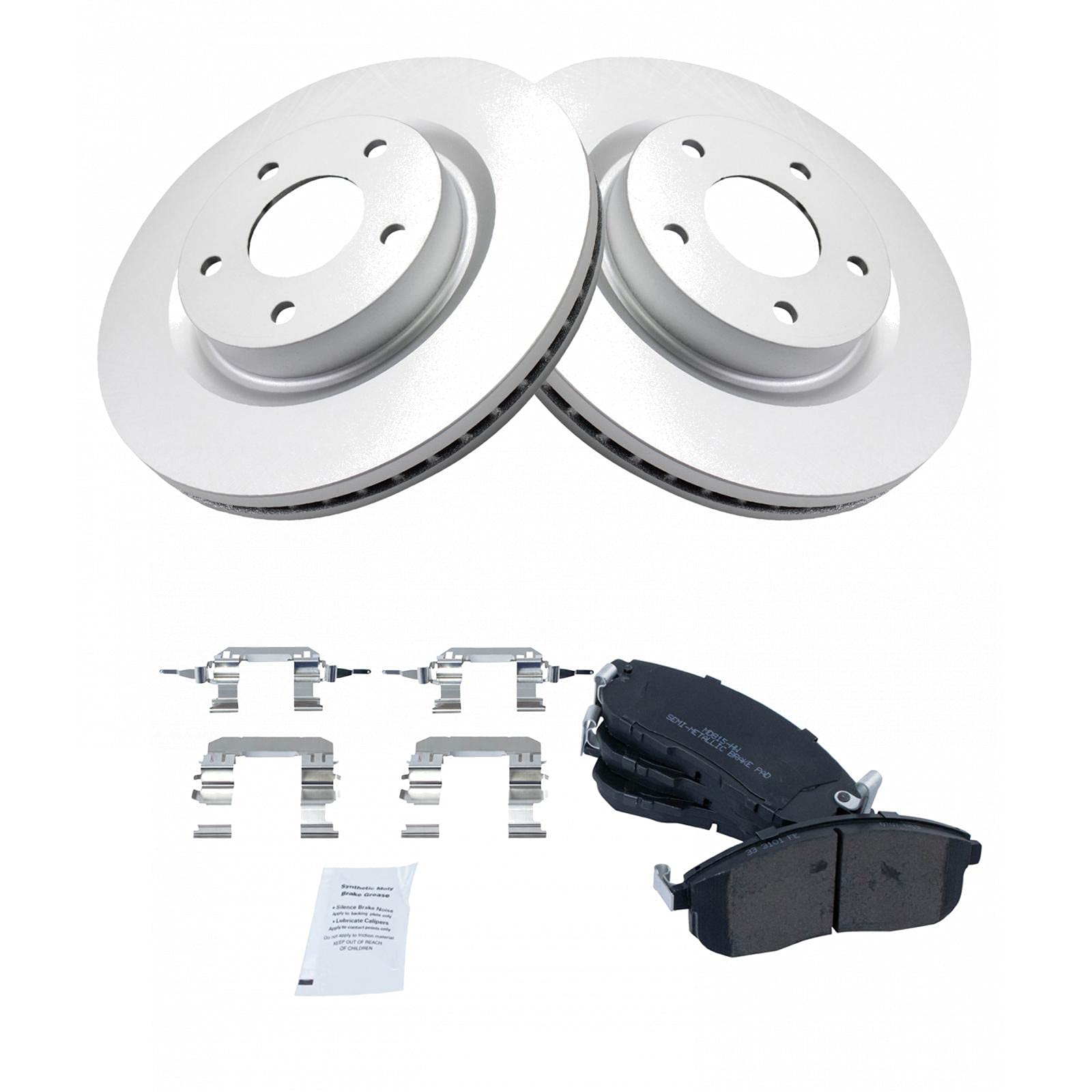 Trq Front Brake Pad & Rotor Kit Brake Pads Brake Rotor Semi-Metallic Premium G-Coated Compatible With 2007-2013 Nissan Altima