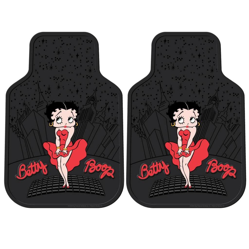 Betty Boop Skyline 2pc Front Black Rubber Universal Car Truck Floor Mats Set