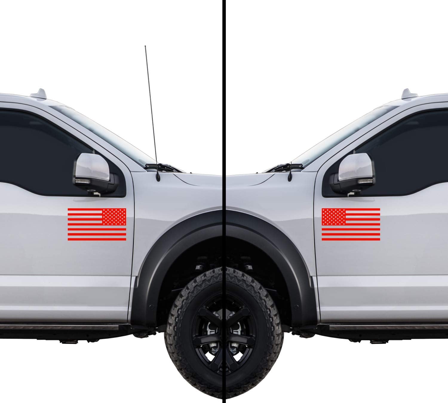 American Us Flag [Pick Color/Size] Vinyl Decal Sticker For Laptop/Car/Truck/Window/Bumper (18In Subdued Pair, Matte Red)