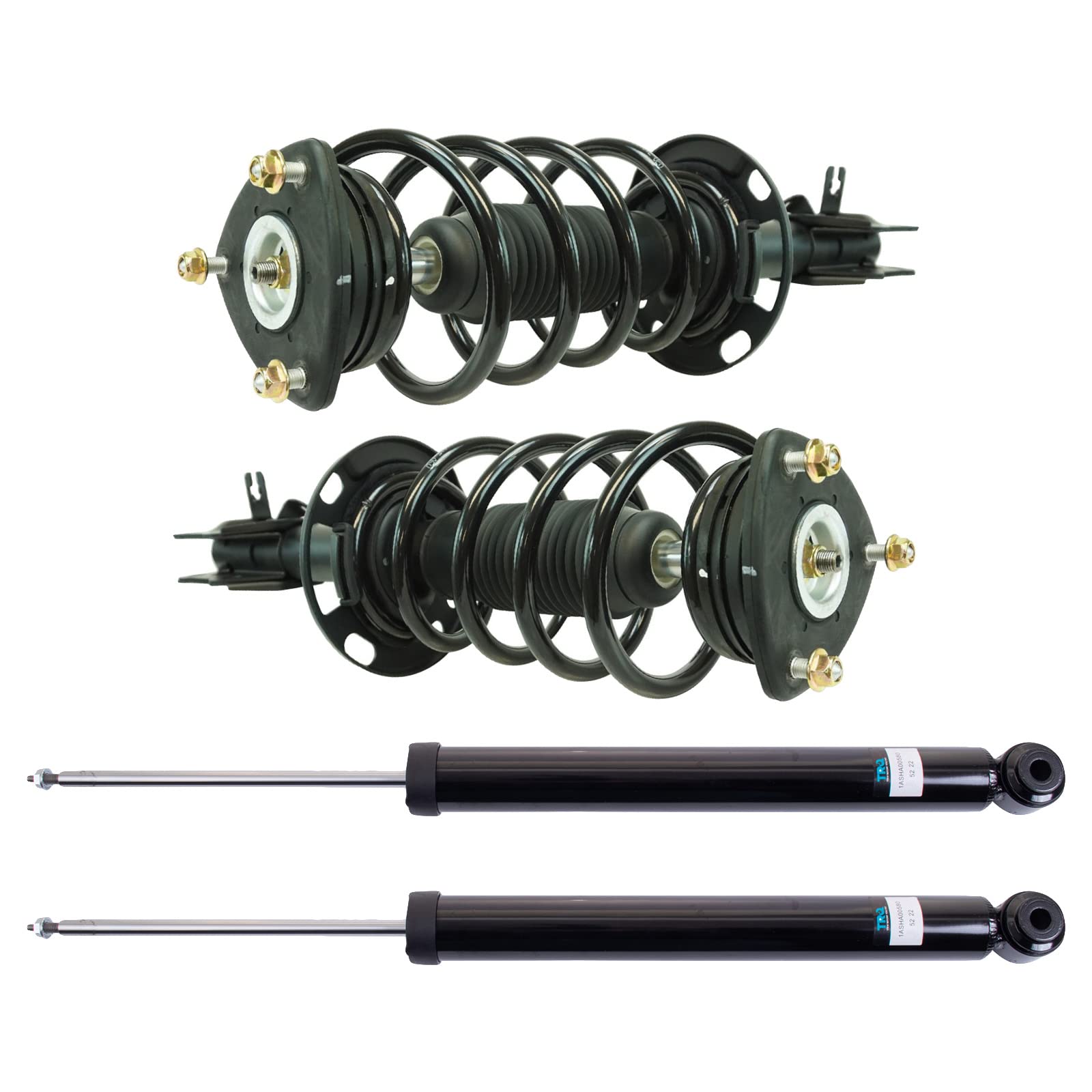 Trq Front And Rear Complete Strut Assembly & Shock Absorber Kit Complete Strut & Coil Spring Assembly Compatible With 2014-2016
