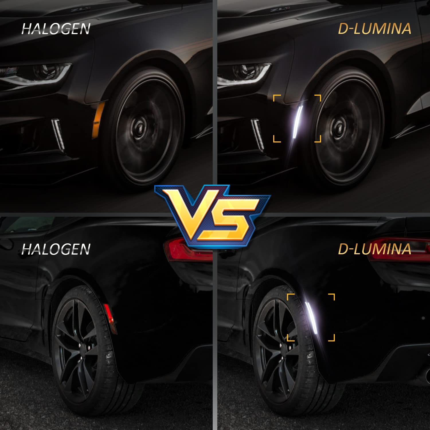 D-Lumina Led Side Marker Lights Smoked Lens Compatible With Chevy Camaro 2016 2017 2018 2019 2020 2021 2022 2023, 6Th Gen Camaro