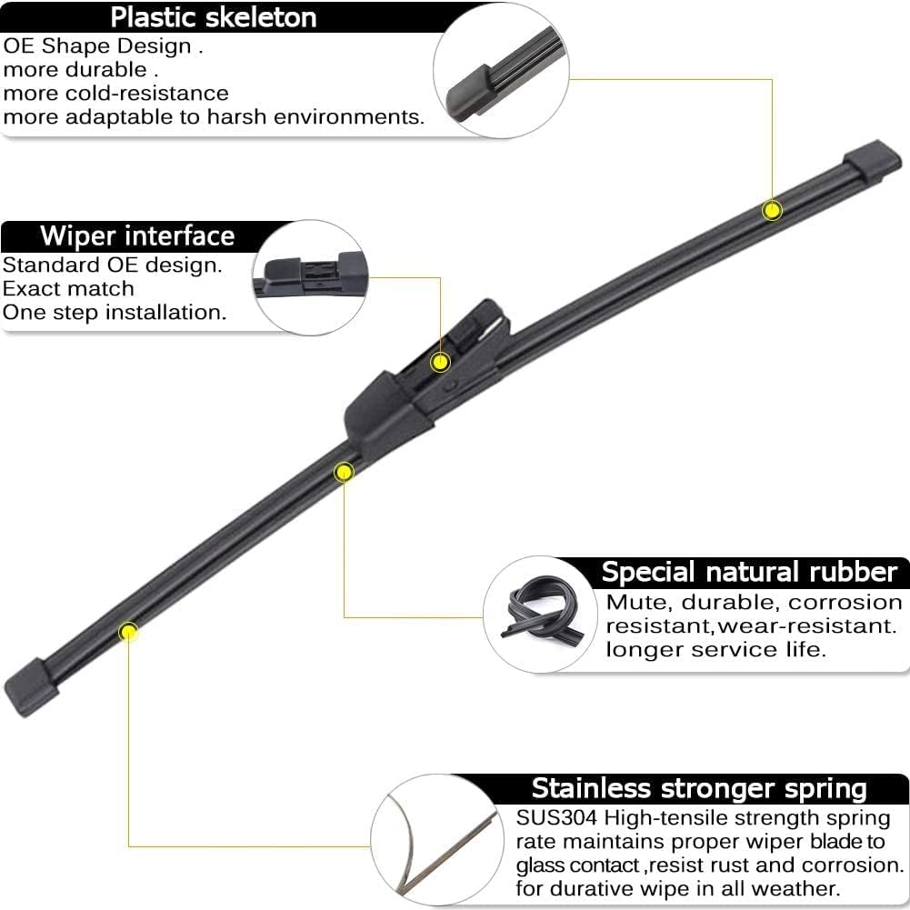 Autoboo 25''+22'' Windshield Wipers With 15'' Rear Wiper Blade Replacement For Volkswagen Vw Tiguan 2018 2019 2020 2021 2022 -Or