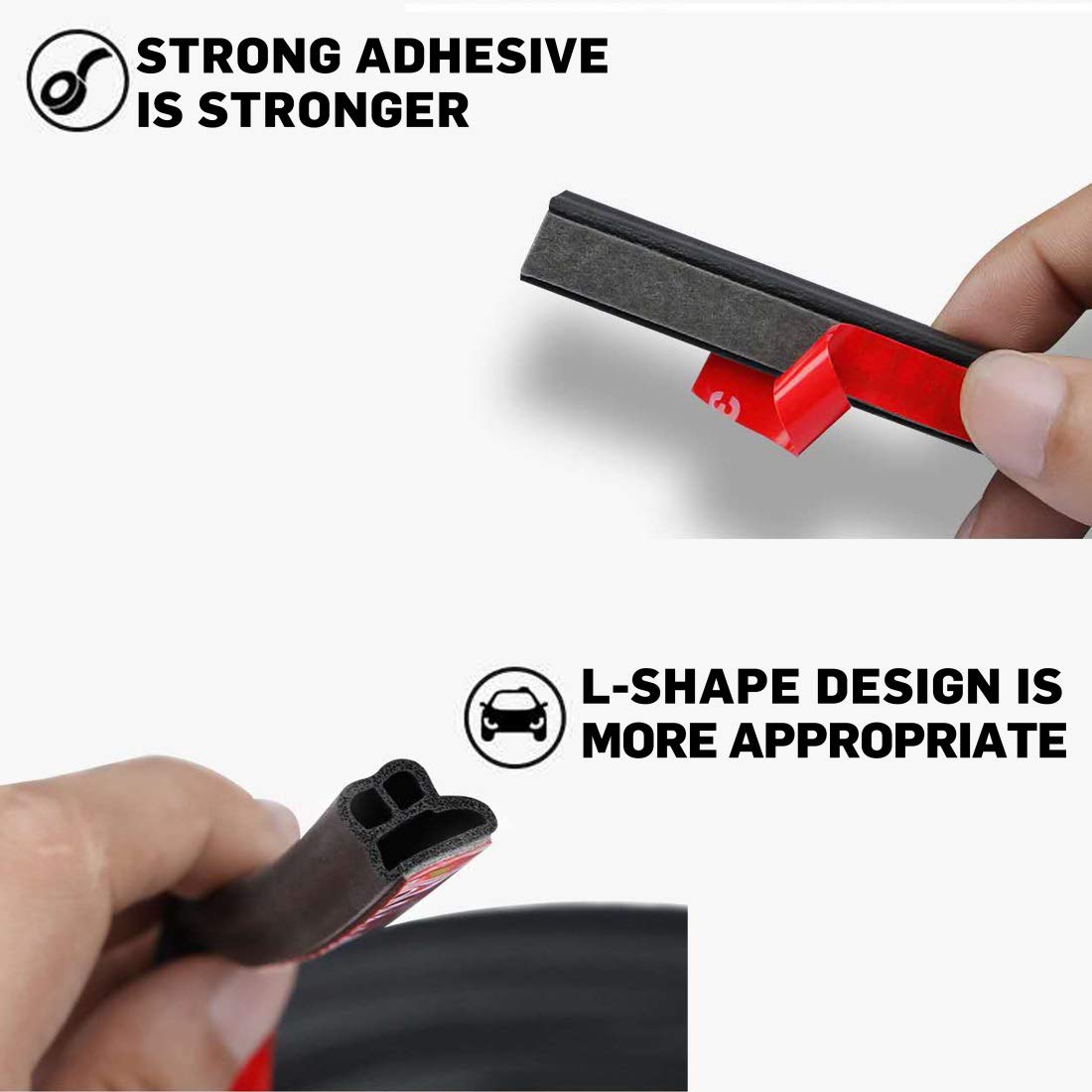 CloudBuyer 19.7FT Black Self-Adhesive Car Weather Stripping, Door Rubber Seal Strip for Noise Insulation (47/100 x 2/5)