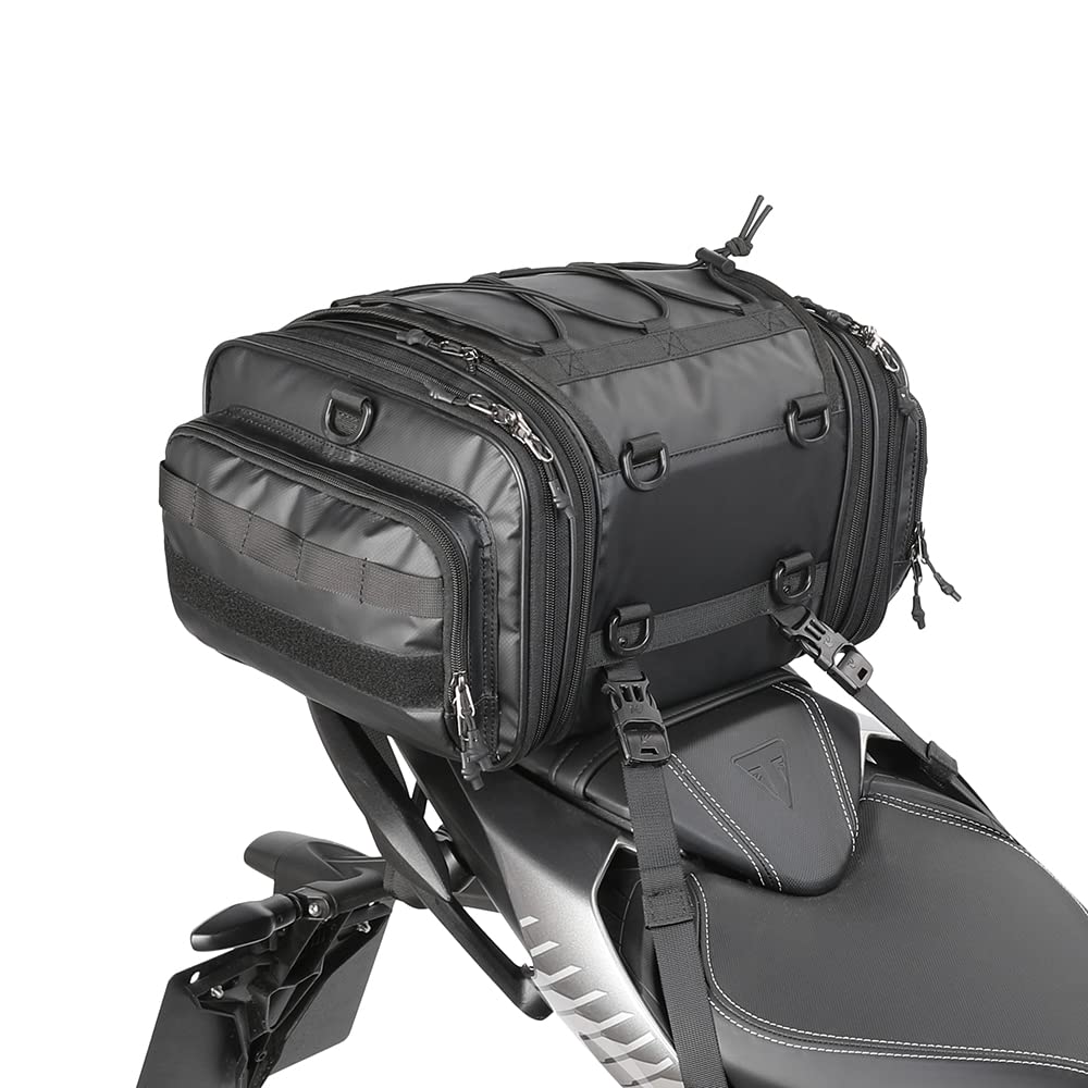 Rhinowalk Motorcycle Tail Bag Expandable Motorcycle Travel Luggage 26L Waterproof All Weather/Trunk/Rack Bag With Sissy Bar Stra