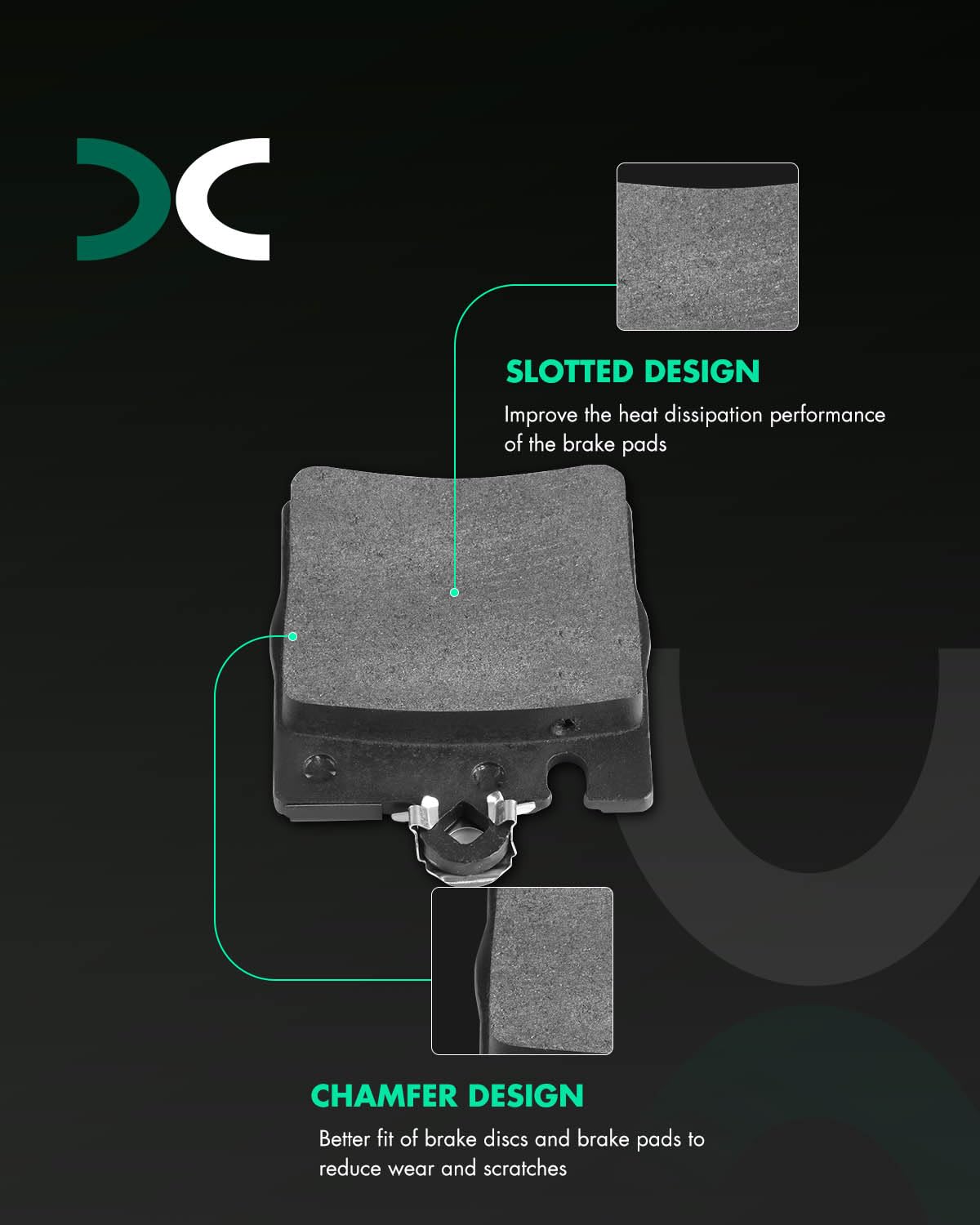 SCITOO Disc Brake Pads Kits D873-7748 Semi Metallic Rear Brake Pads Set Fit For Mercedes-Benz For C230 2003-2007,For Mercedes-Be