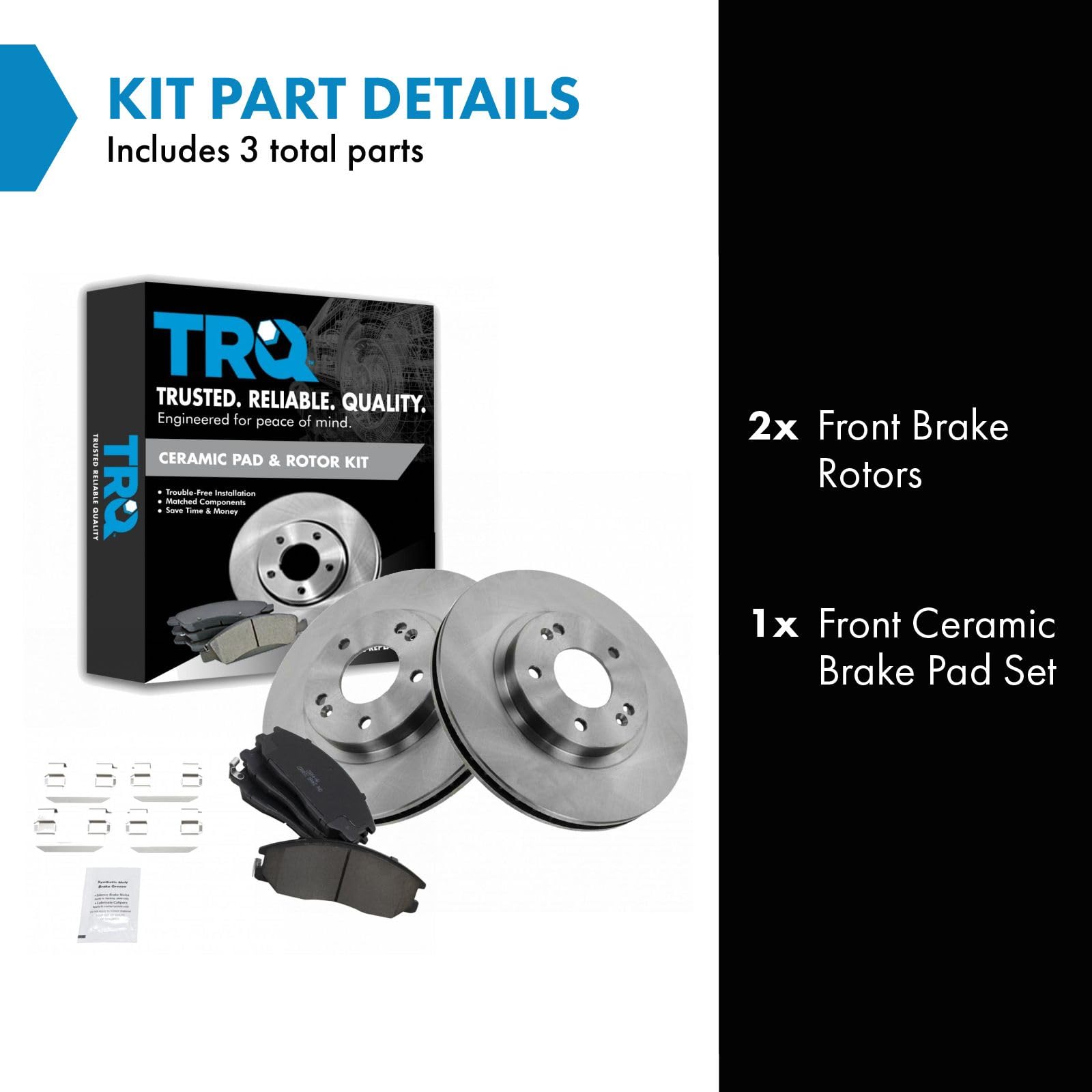 Trq Front Brake Pad & Rotor Kit Brake Pads Brake Rotor Ceramic Compatible With 2001-2006 Hyundai Santa Fe
