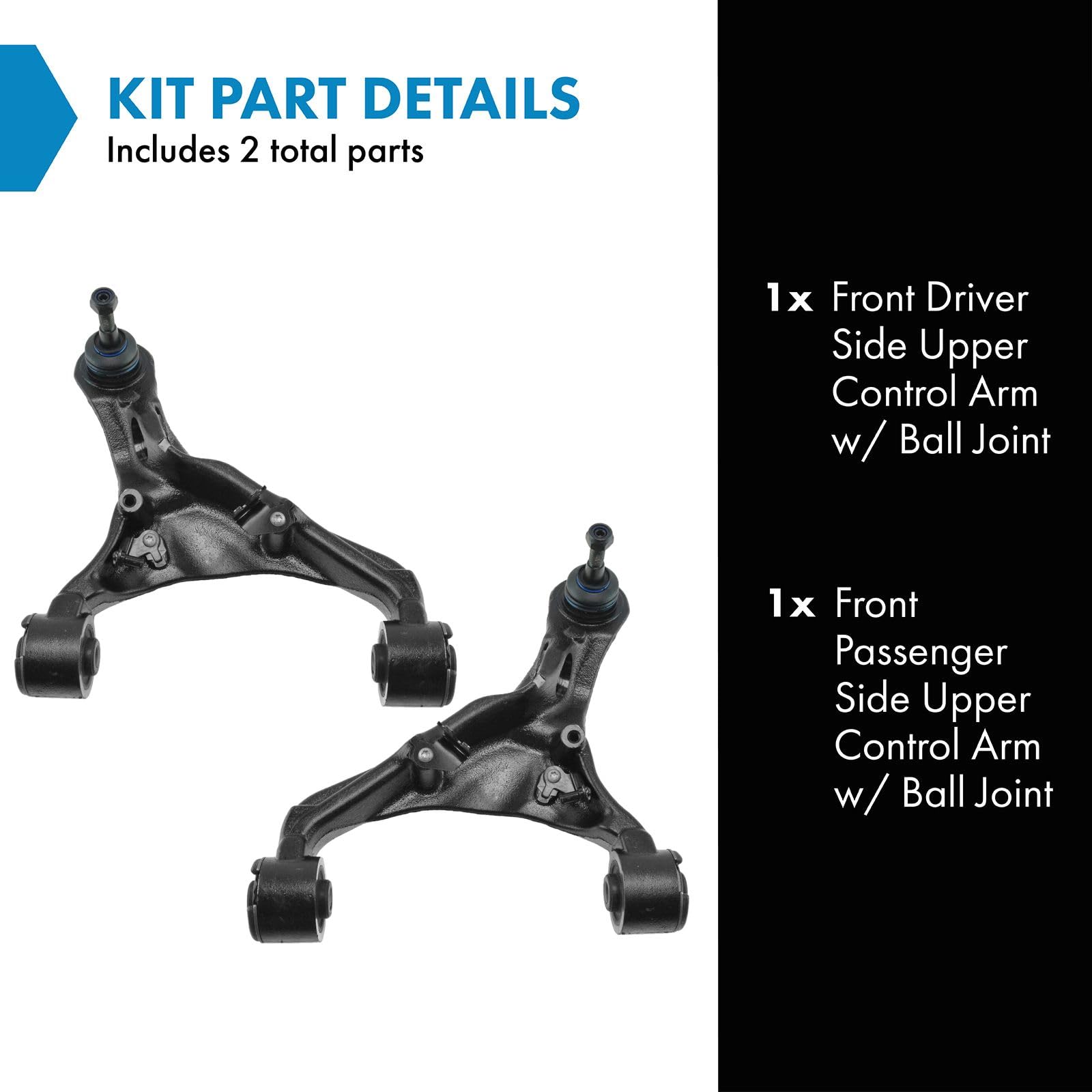 Trq Front Upper Control Arm With Ball Joint Set Compatible With 2010-2013 Land Rover Range Rover Sport
