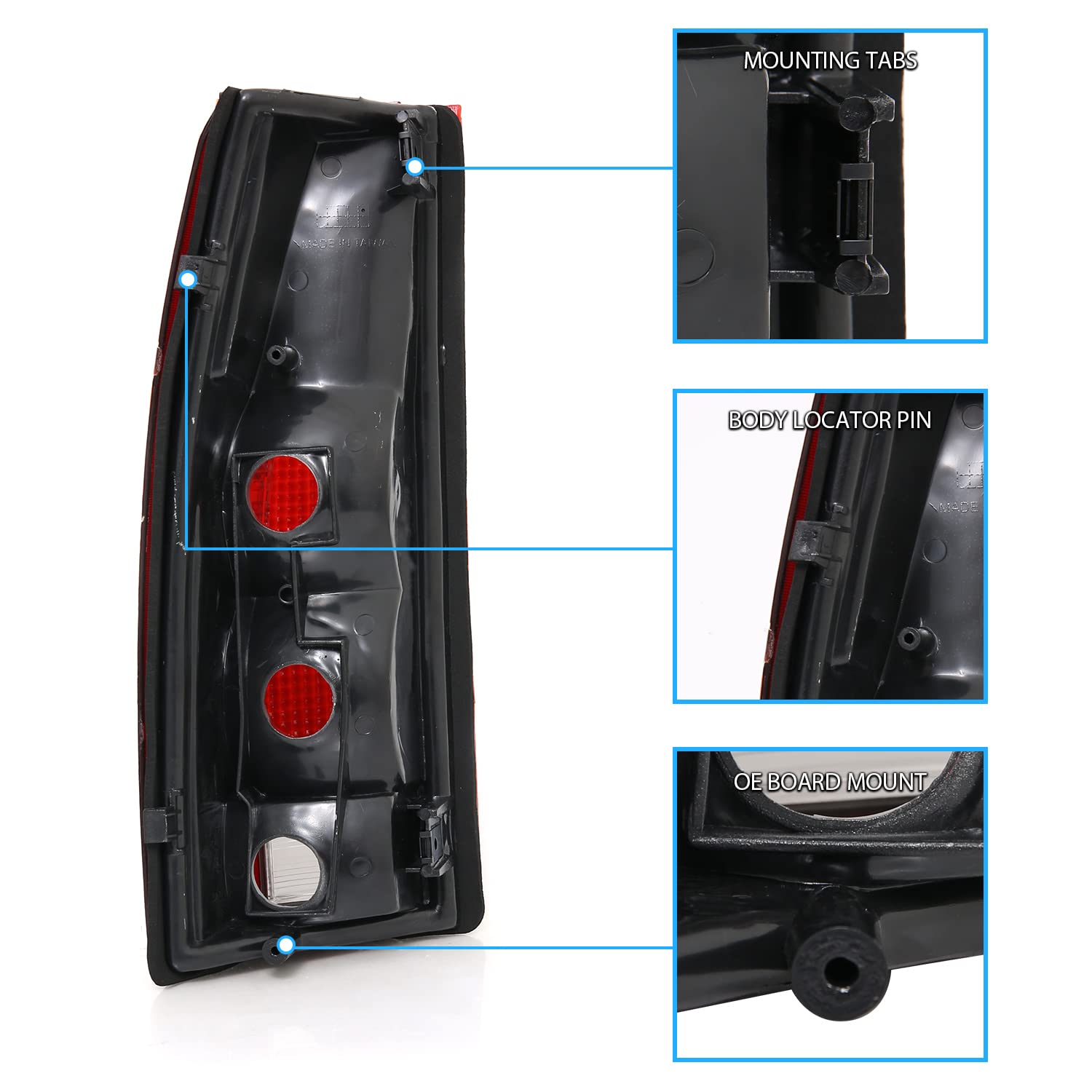 Amerilite For 1988-2000 C/K Truck Tahoe Fullsize Blazer Sierra Suburban Oe Dark Red Rear Brake Lamp Replacement Tail Lights Asse