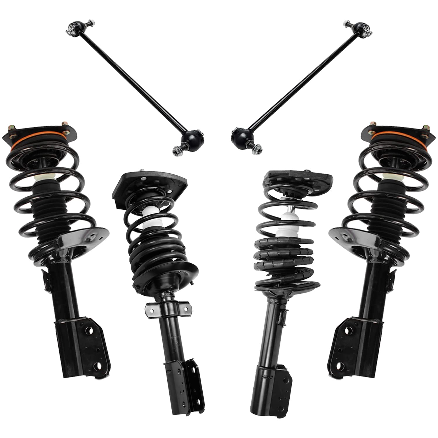 Detroit Axle - Front 6pc Struts Kit for 04-08 Pontiac Grand Prix, 4 Front and Rear Struts & Coil Spring 2 Sway Bar Links 2004 20