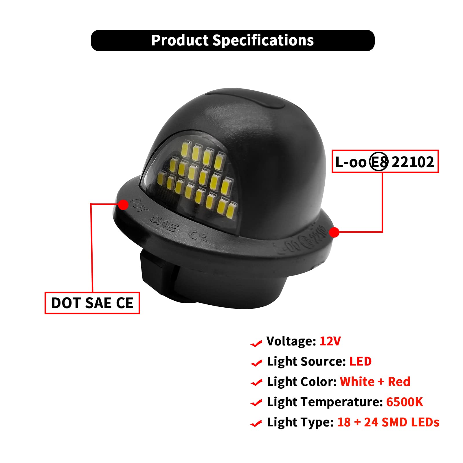 Alyoned Red Oled Neon Tube Led License Plate Light Tag Lamp Assembly Compatible With Ford F-150 F-250 F-350 F-450 F-550 Super Du