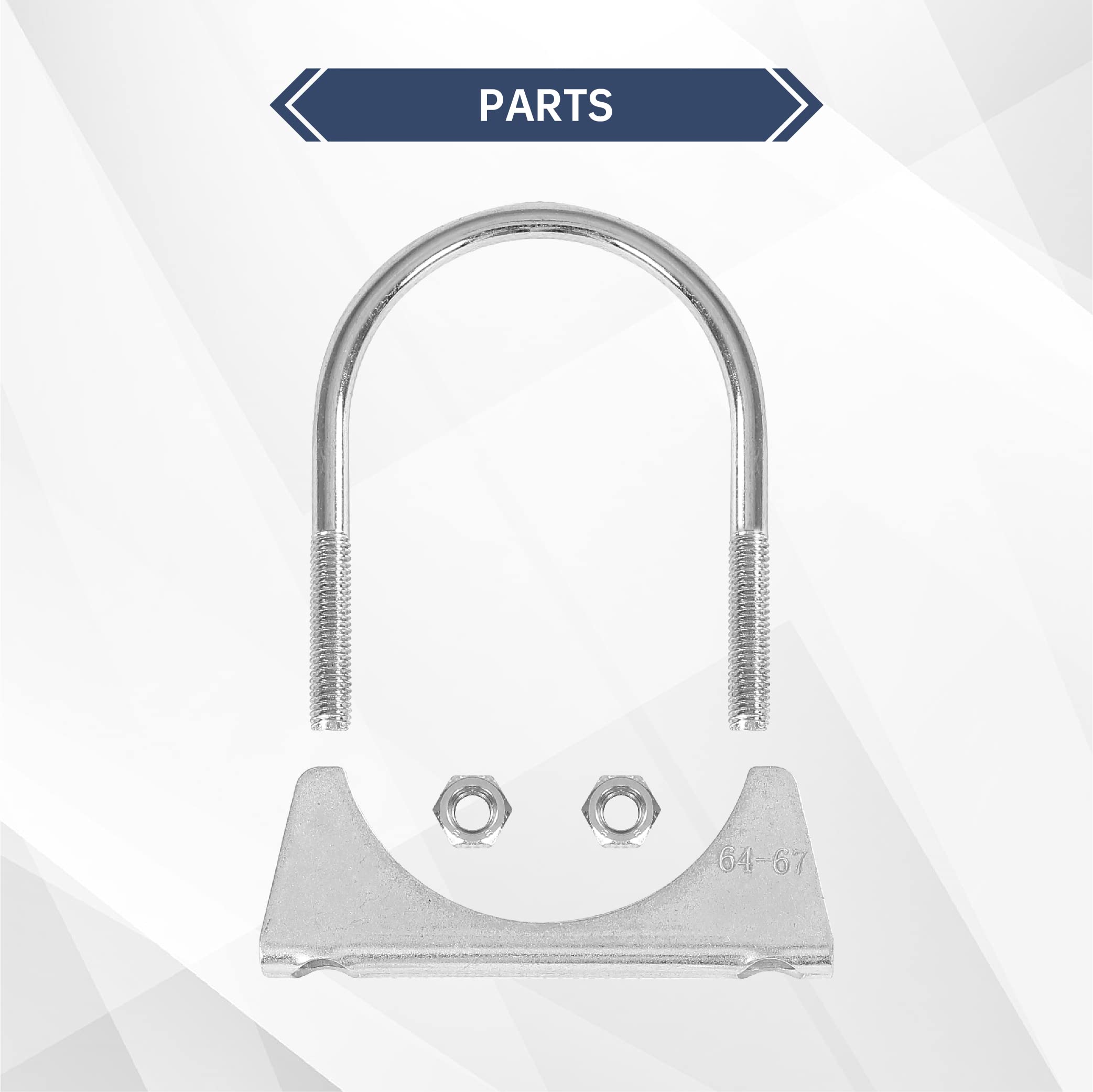 Batoneco 2.5'' U Bolt Clamp, Muffler Exhaust Clamps,2-1/2 Inch Saddle Style Heavy Duty Mild Steel(2-Pack)