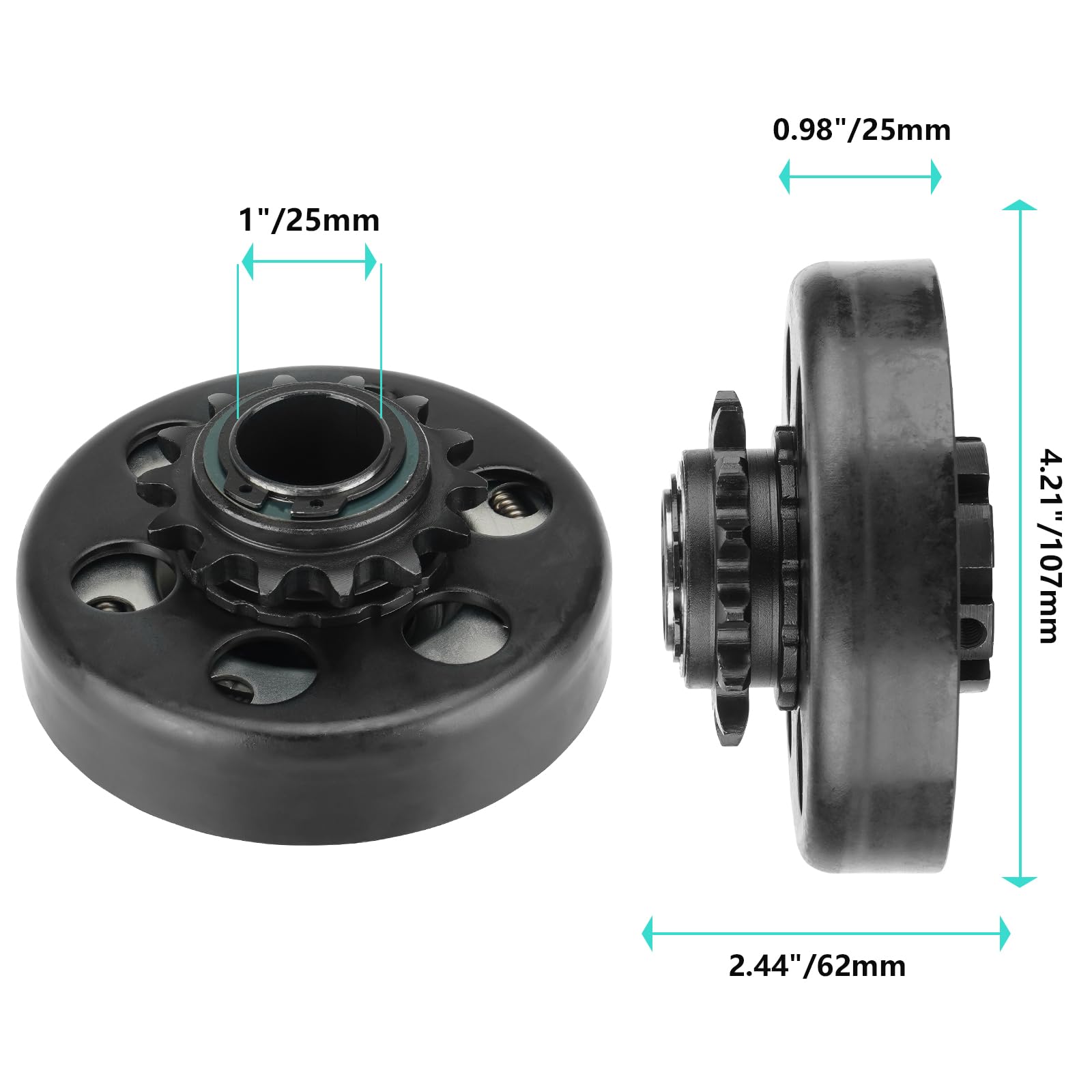 Go Kart Clutch 1'' Bore 14T With 3 Feet #40/41/420 Chain, Centrifugal Clutch Fit For Minibike Mini Motorcycles 2-6.5Hp 212Cc Eng