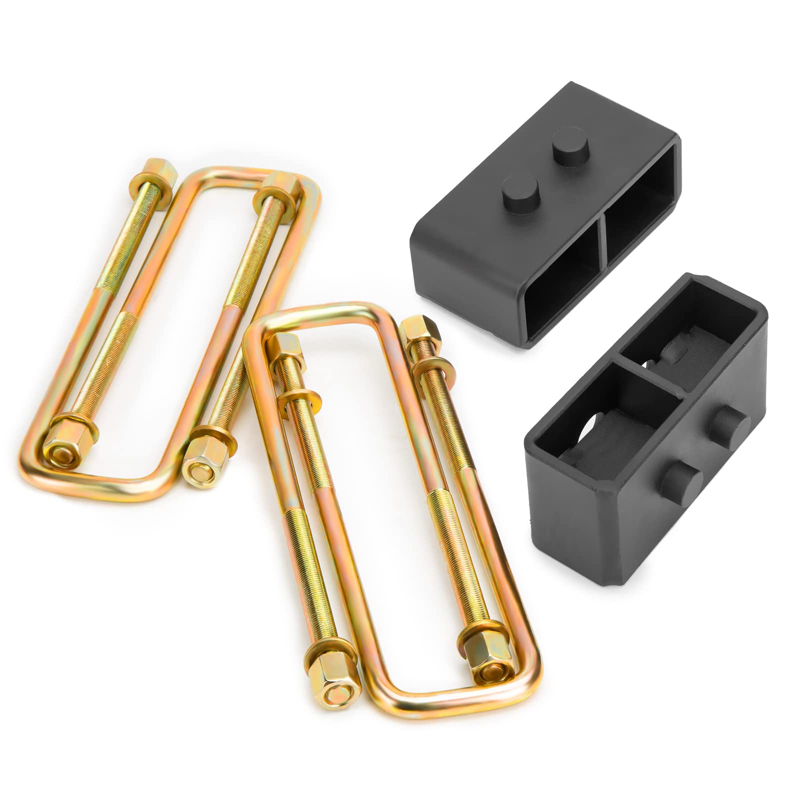 2 Inch Rear Lift Blocks For Ford F150 2004-2020, Dynofit 2'' Suspension Leveling Block Kit With Extended U-Bolts For F-150 2Wd 4