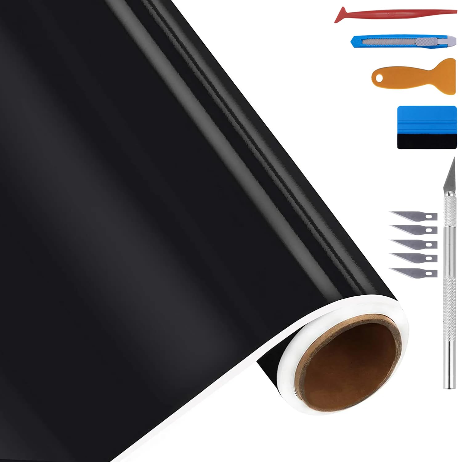 Lzlrun Free Tool Kit High Gloss Vinyl Wrap Kit For Black Out Chrome Delete Window Trim Door Trim (4Feet X 10Feet)