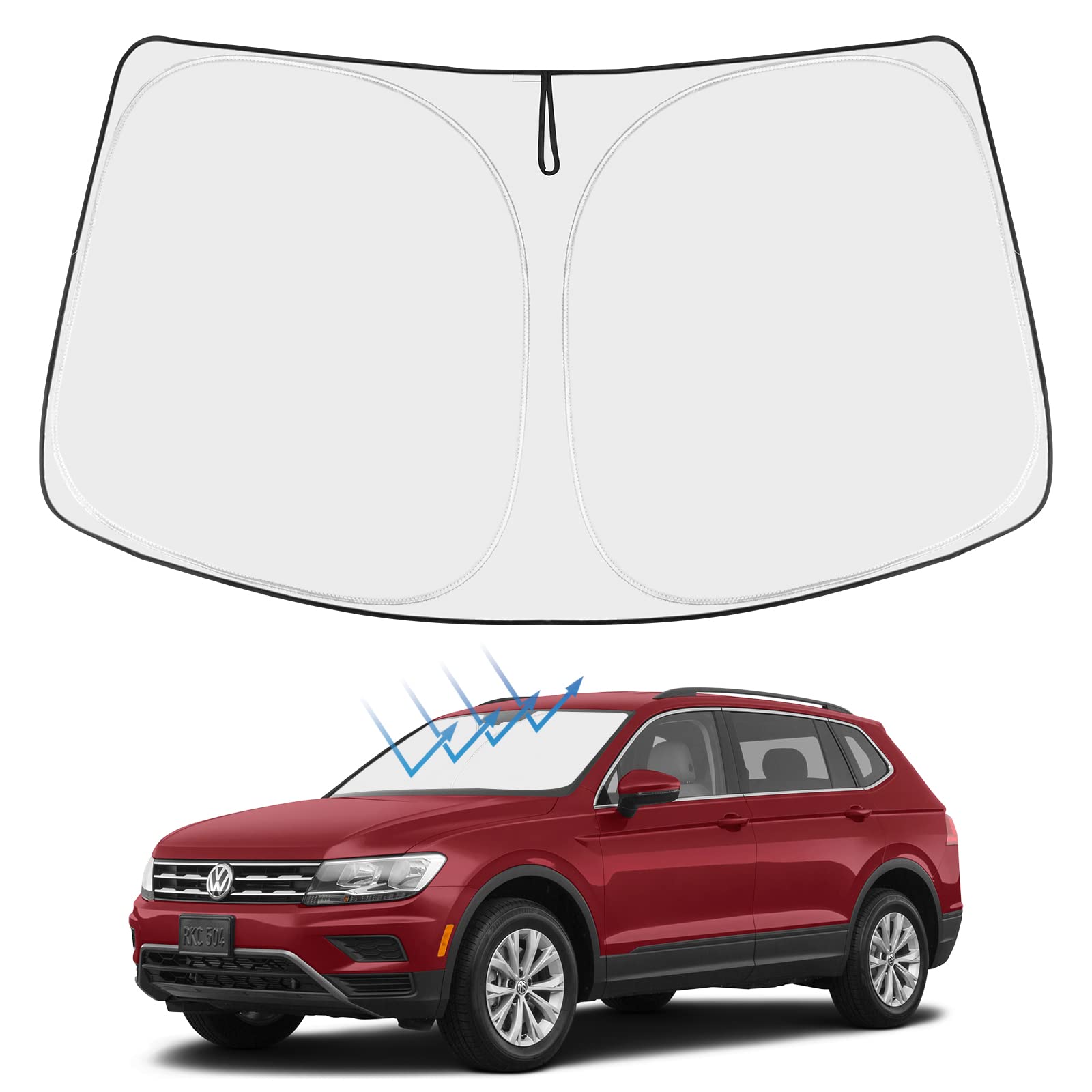 Proadsy 2025 Upgrade Windshield Sun Shade Custom Fit Volkswagen Vw Tiguan 2009-2017 4-Layer Foldable Front Sunshade Protector Su