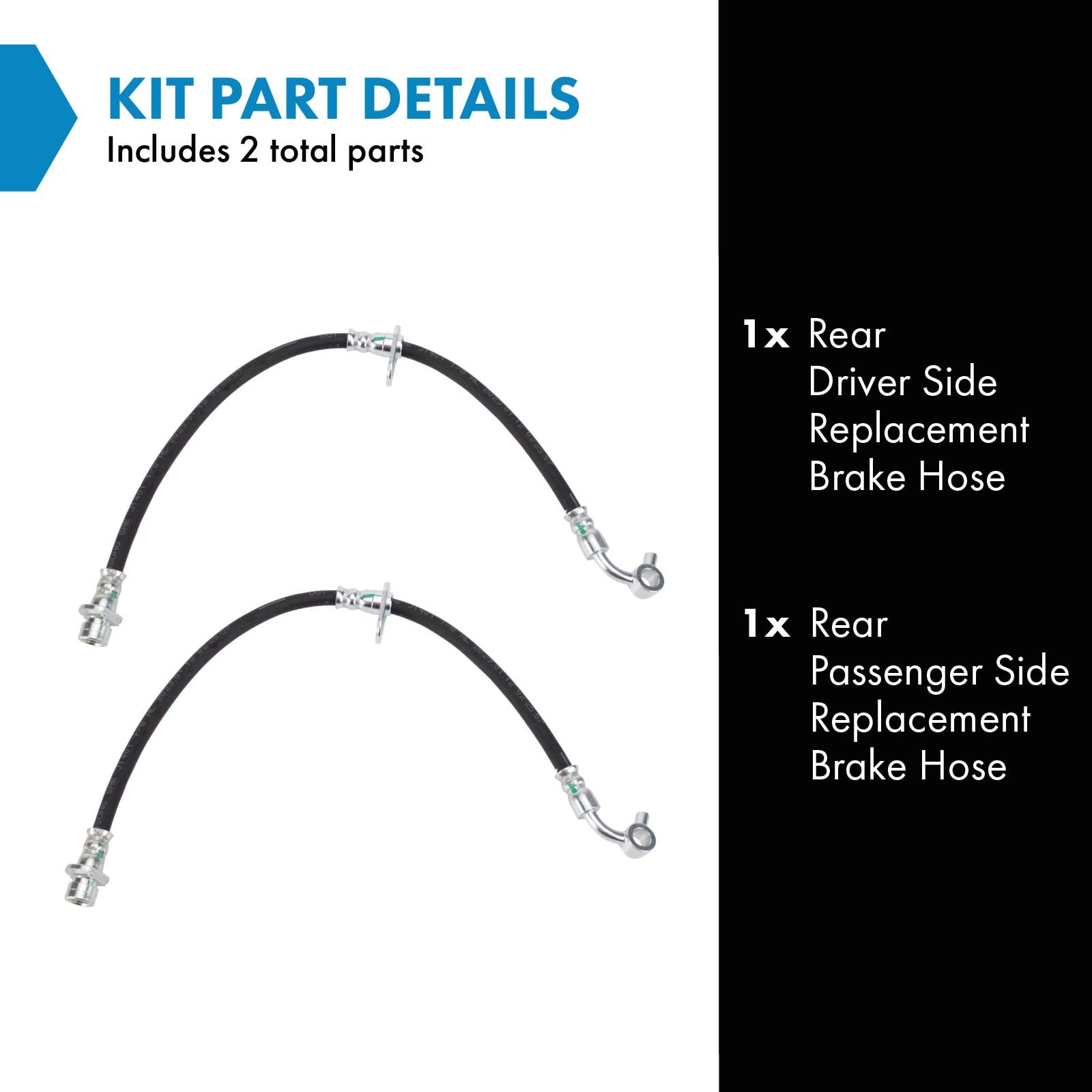 Trq Rear Brake Hose Set Compatible With 2002-2004 Honda Cr-V