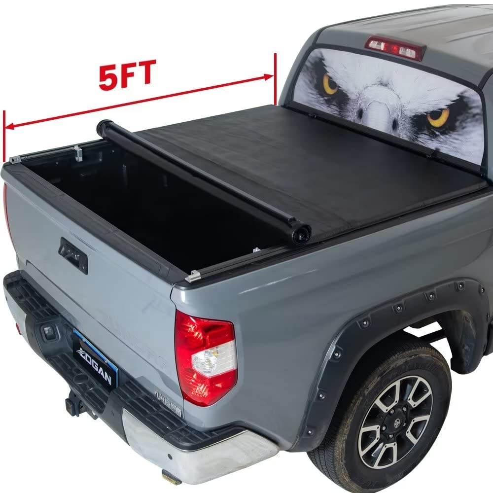 Logan Tonneau Cover Soft Roll Up For 2017-2024 Honda Ridgeline,Truck Bed Covers Compatible With 2017-2024 Toyota Tacoma 5Ft