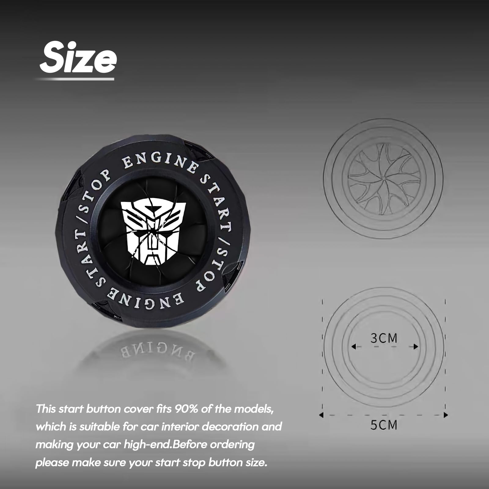Rotary Push Start Button Cover, Transformers Universal Car Engine Start Button Cover, Car Stickers Interior Decor, Car Accessori