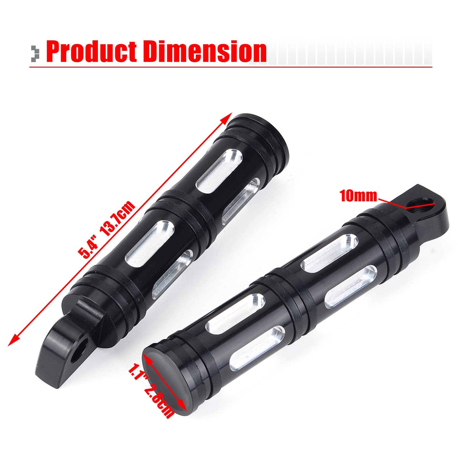 Goldfire 1 Pair Motorcycle Foot Pegs CNC Cut Male Front & Rear Foot Pegs Foot Rests Motorcycle Passenger Pedals Compatible with