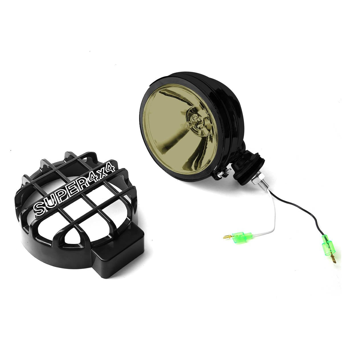 Auto Dynasty 6'' Round Fog Lights+Offroad Super 4X4 Guard+Switch Compatible With Grille/Brush/Bull Bar (Smoke Lens Black Housing