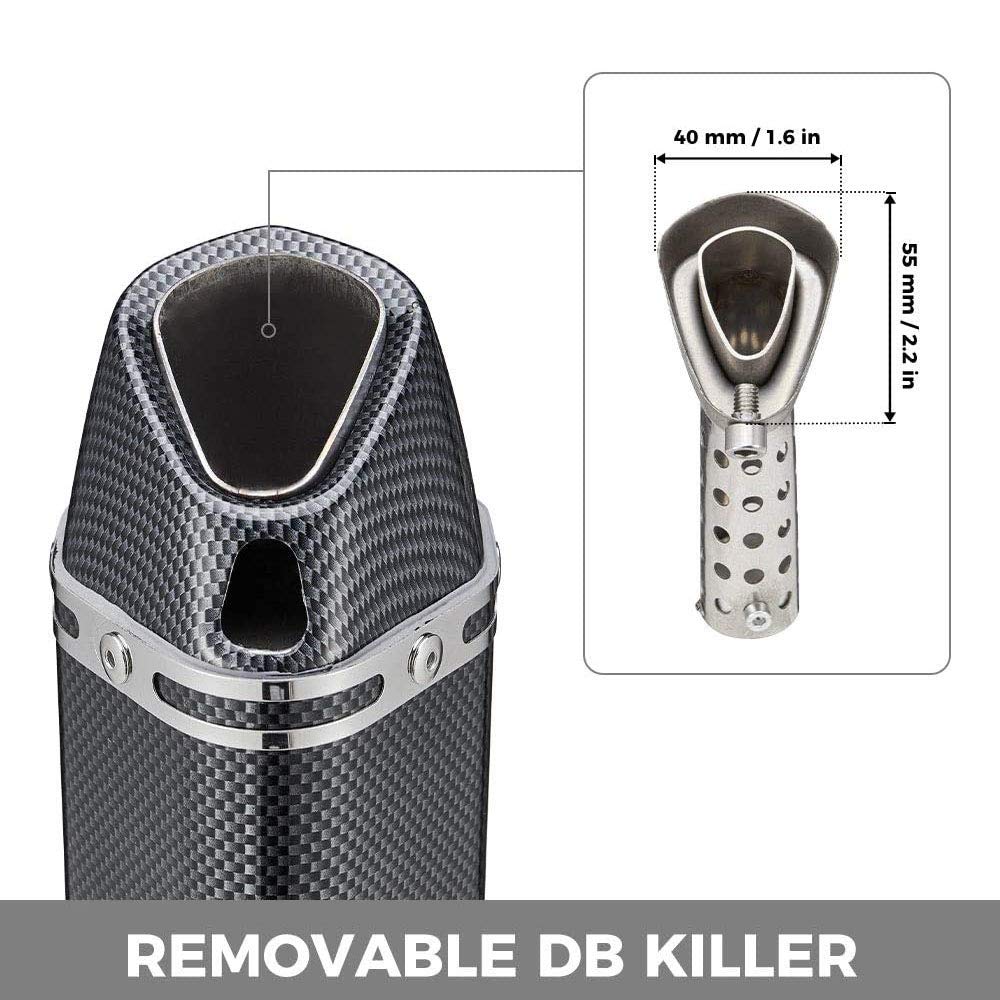 Exhaust Muffler Carbon Fiber 1.5-2''Inlet With Removable Db Killer For Street/Sport Motorcycles And Scooters With 38-51Mm Diamet