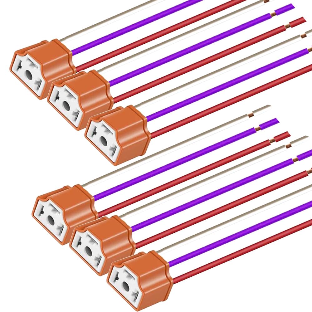 Gebildet 6Pcs H4 Pigtail Headlight Socket H4 Wiring Harness Headlight Plug Ceramic H4 9003 Connector For Headlight Fog Light Ret