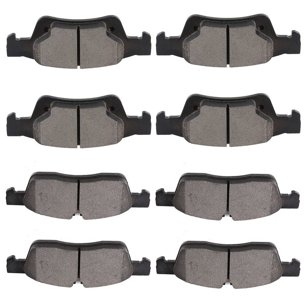 Cciyu D1455 D1498 8Pcs Front & Rear Ceramic Brake Pads Kits 2011-2018 For Dodge Durango, 2011-2019 For Jeep Grand Cherokee