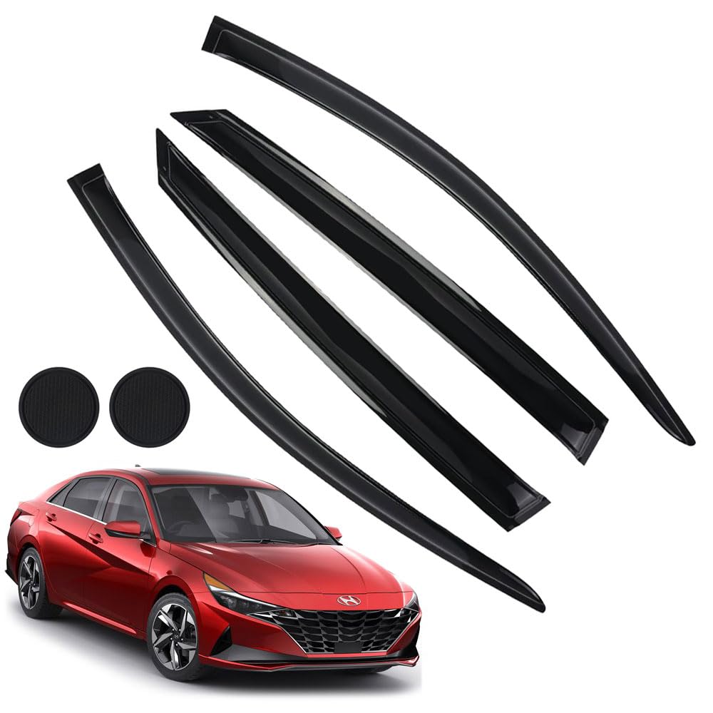 Rain Guards For Hyundai Elantra 2021 2022 2023, Tape-On Side Window Deflectors For Hyundai Elantra, Window Visors For Hyundai Ca