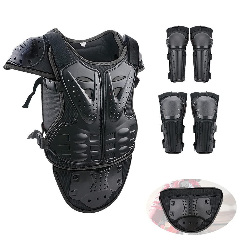 StarknightMT Upgraded Motorcycle Kids Armor Suit Dirt Bike Gear Elbow Knee Pads Chest Belly Protector Motocross Riding Guards Se