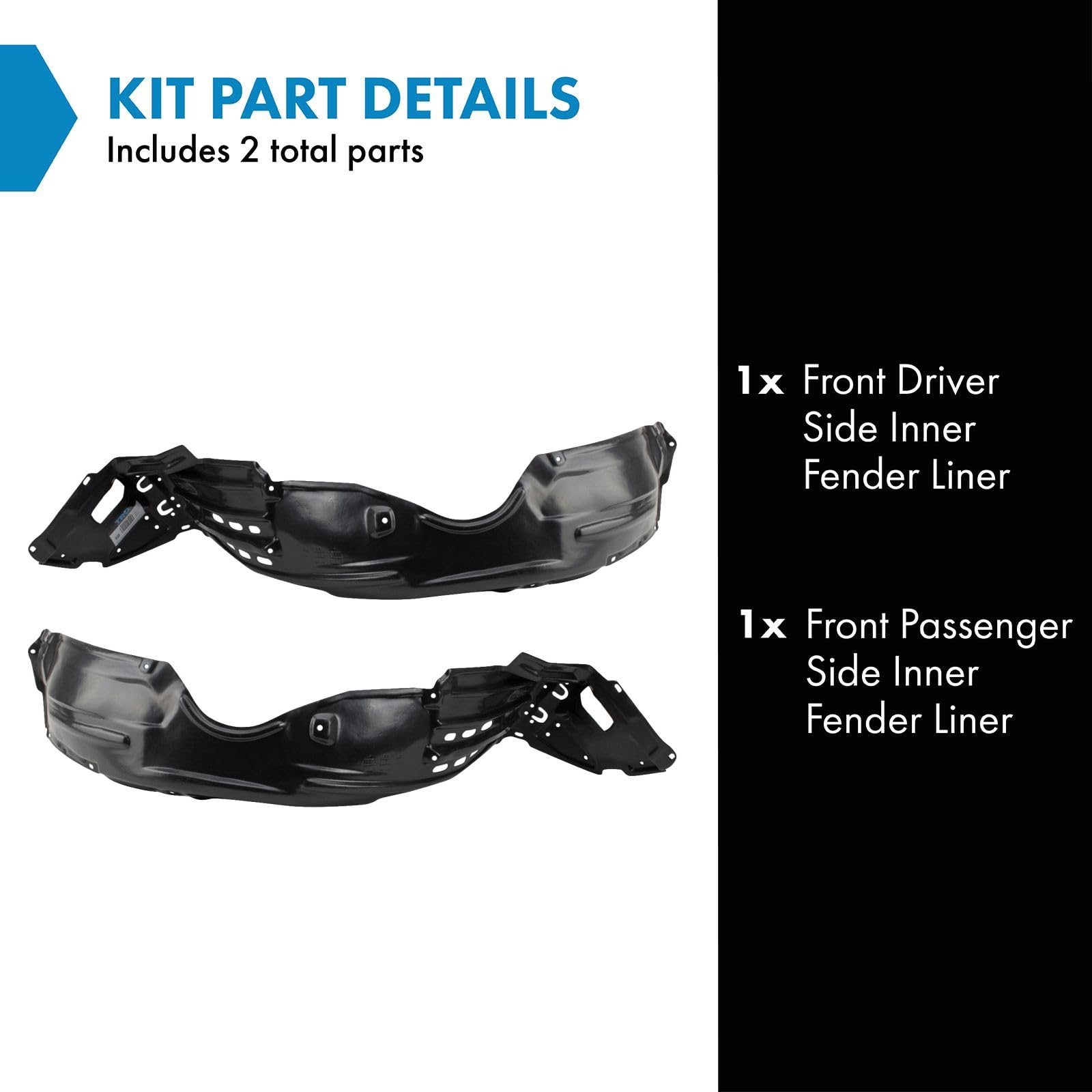 Trq Front Inner Fender Liner Set Compatible With 2000-2005 Toyota Celica To1248128 To1249128