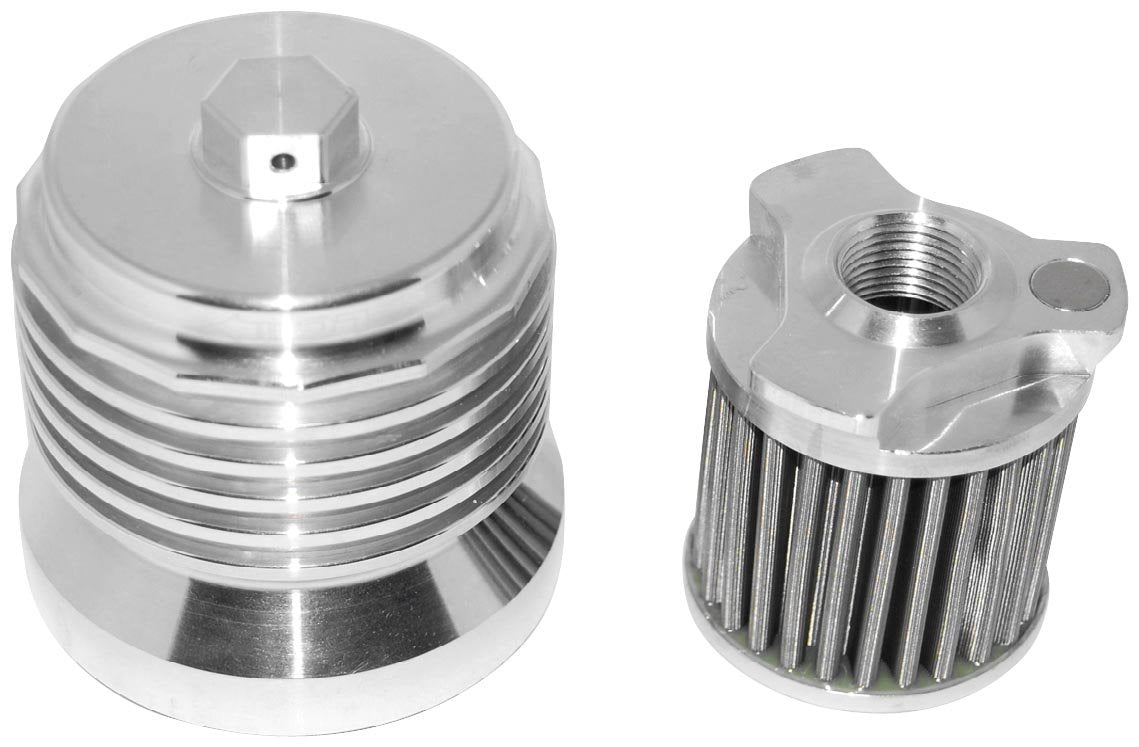 PC Racing PCS4C Stainless Steel Polished Aluminum Flo Oil Filter , Red