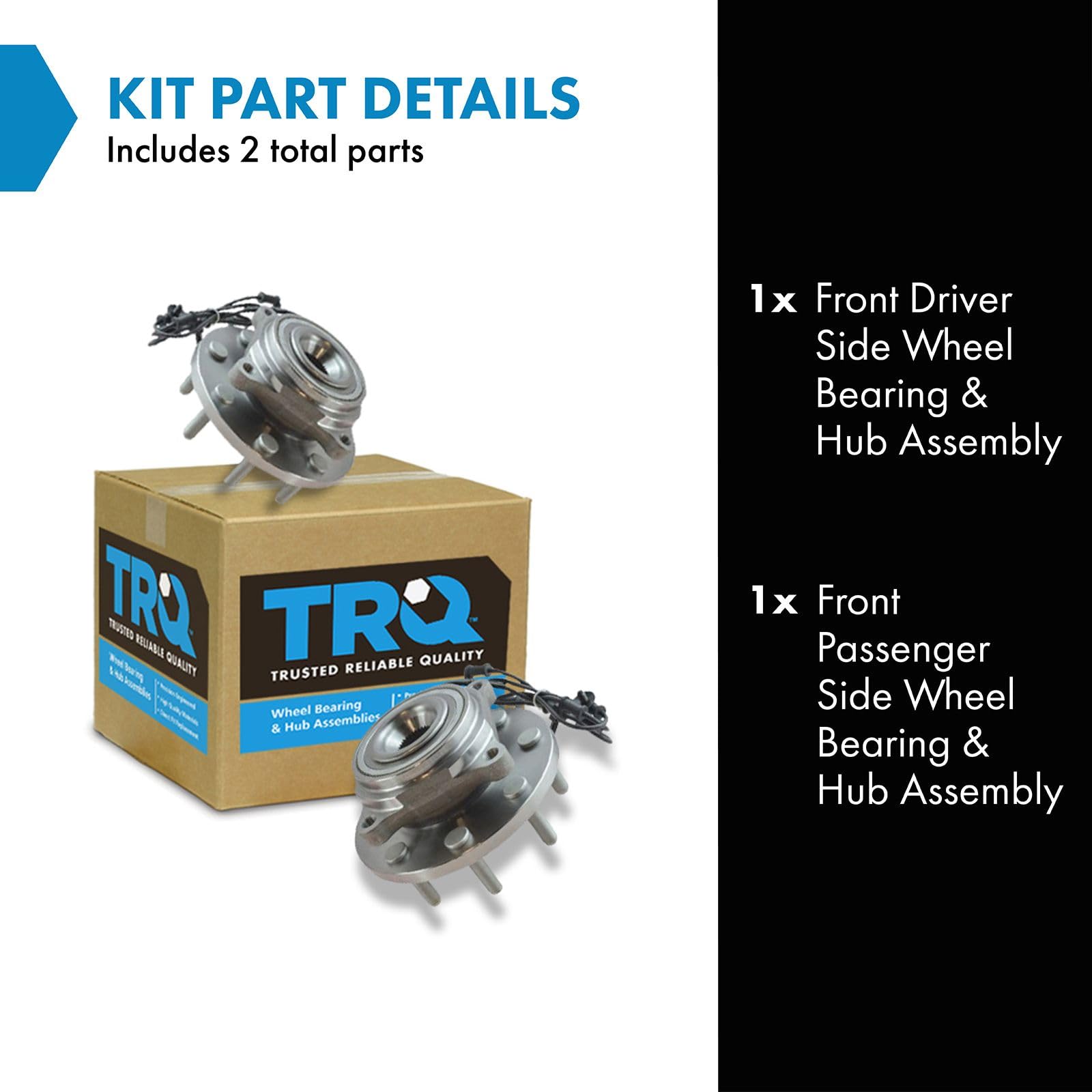 Trq Front Wheel Hub Bearings Assembly Set Compatible With 2012-2013 Ram 2500 2012-2014 3500