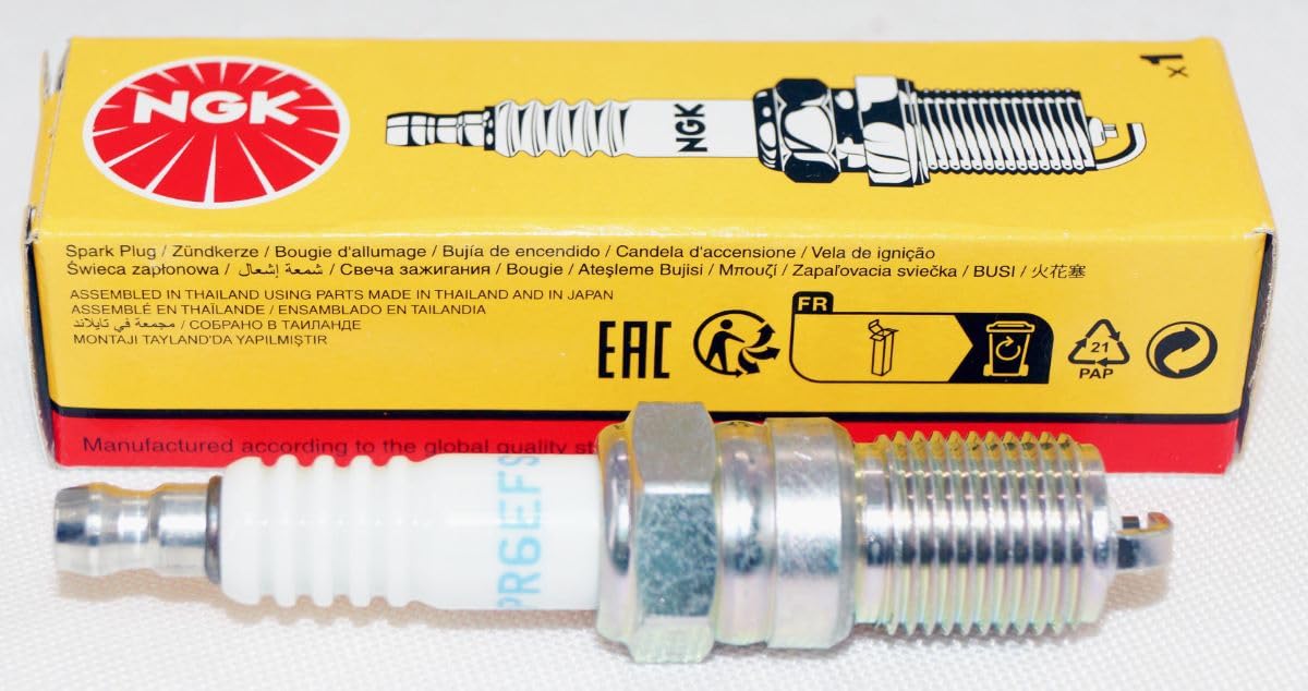 NGK BPR6EFS Spark Plug (Pack of 8) - 18mm Reach, 0.8mm Gap, 5K Ohm Resistor for Escort, Fiesta, Granada