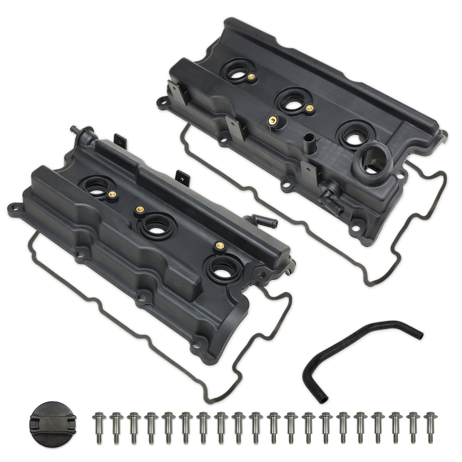 Mitzone Engine Valve Cover Set With Bolts & Oil Cap & Gaskets & Spark Plug Tube Seals & Pcv Valve Compatible With 2003-2008 Niss