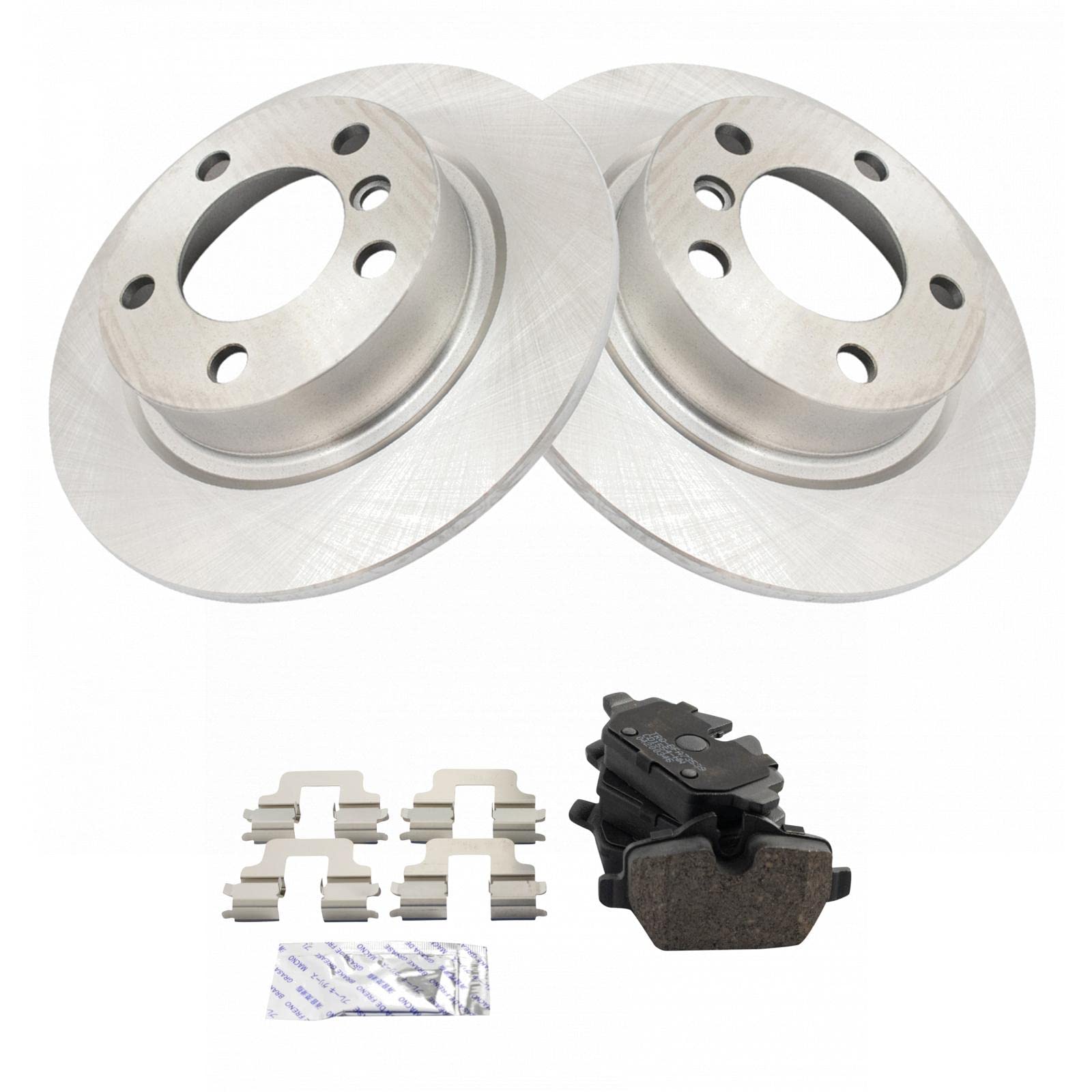 TRQ Rear Brake Pad & Rotor Kit Brake Pads Brake Rotor Ceramic Compatible with 2011-2016 Mini Cooper Countryman 2013-2016 Cooper 