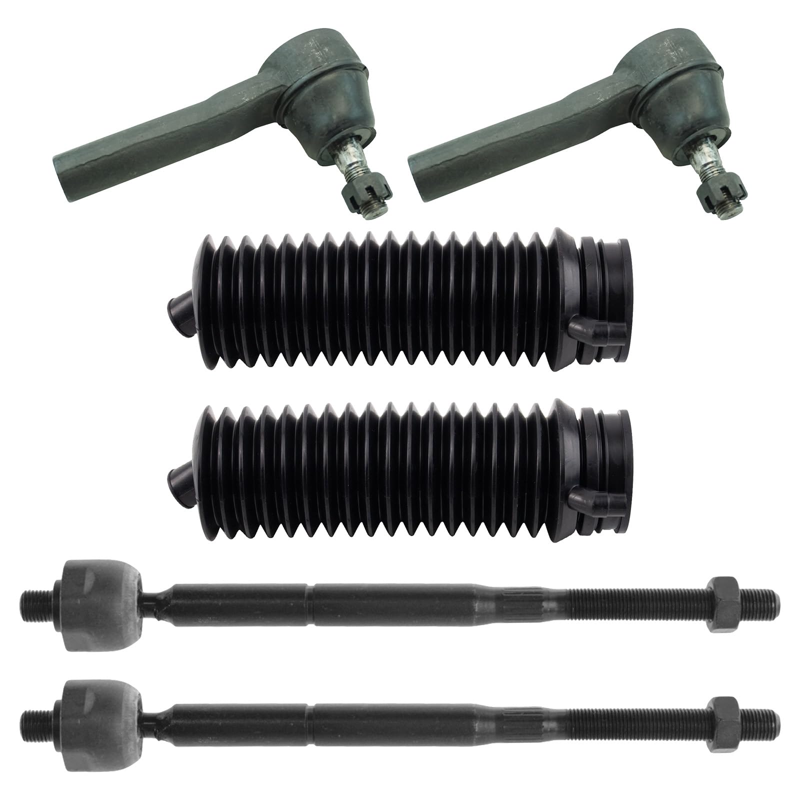 Trq Front Steering Kit Steering Rack & Pinion Bellow Tie Rod Compatible With 2005-2007 Chrysler Town & Country Dodge Caravan Gra