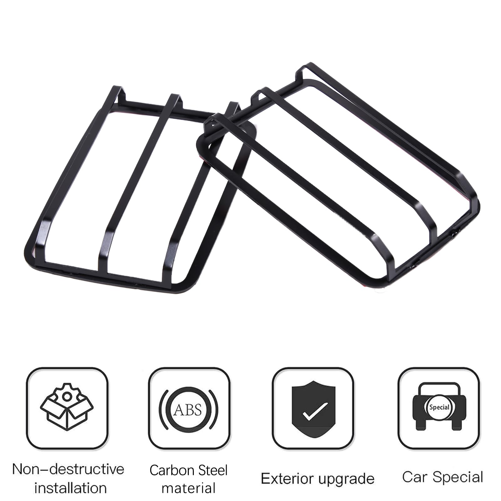 Piugilh Front Turn Signal Light Cover Guard Fit For Hummer H2 2003-2009, Carbon Steel Front Lamp Cover Guard Cover Trim 2 Pcs