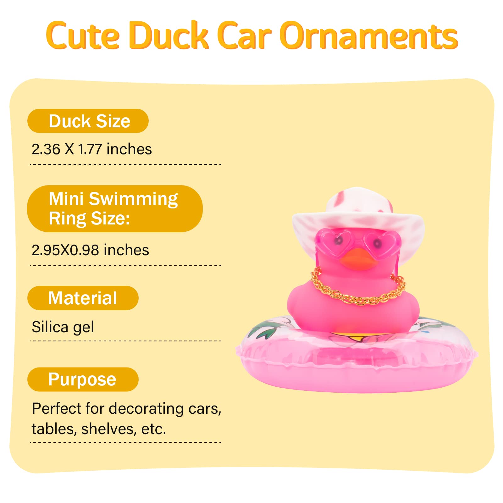 Wonuu Car Accessories Rubber Ducks Dashboard Decorations Rubber Duck Pink Accessories Dashboard Duck Car Decorations Car Ducks,