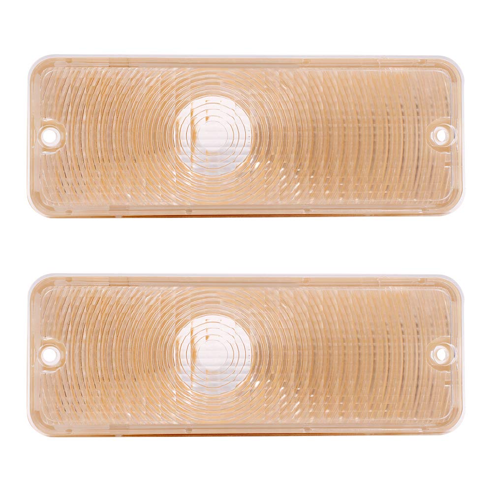 AutoandArt Brock Replacement Pair of Park Signal Front Marker Lights Lamps Clear Lenses Compatible with 1975-1977 F100 F150 F250 F350 Pickup Truck D5TZ13200A
