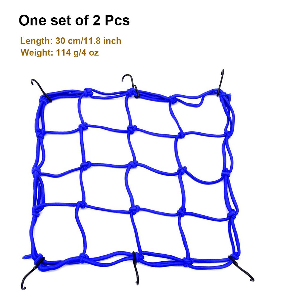 2 Pcs Cargo Net,11.8 Inch X11.8 Inch Rack Elastic Storage Net 6 Adjustable Hooks For Bike Bicycle Motorcycle (Green)