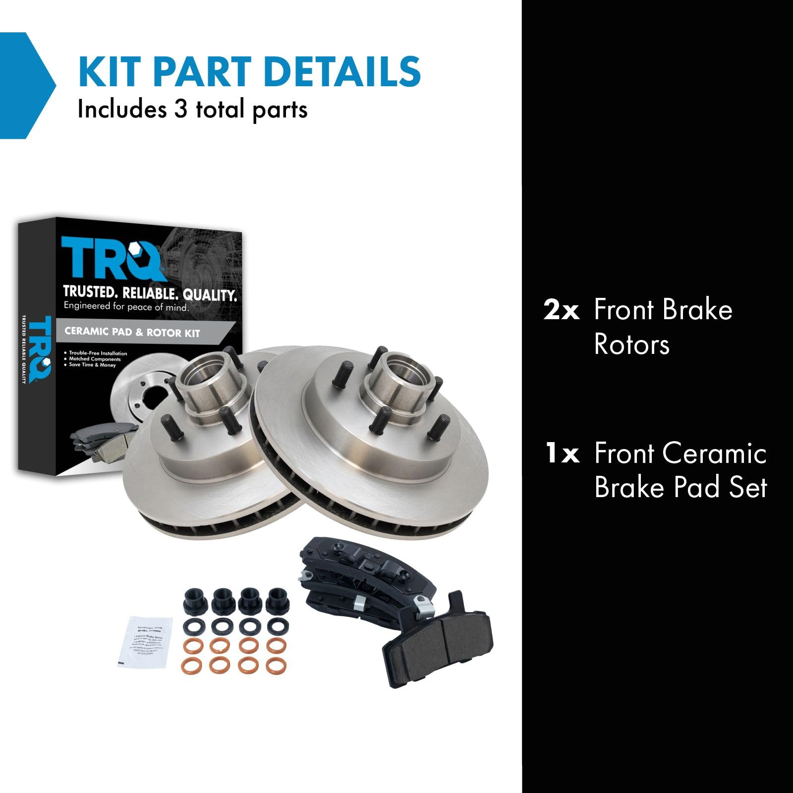 Trq Front Brake Pad & Rotor Kit Brake Pads Brake Rotor Ceramic Compatible With 1995-1999 Chevrolet C1500 1992-1999 C1500 Suburba