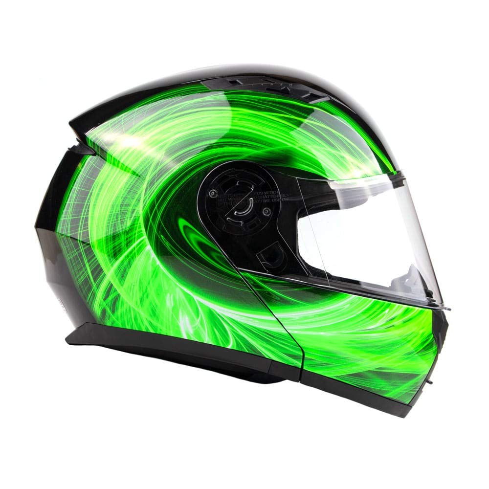 Typhoon Th158 Adult Modular Motorcycle Helmet Dot Dual Visor Full Face Flip-Up - Green Medium