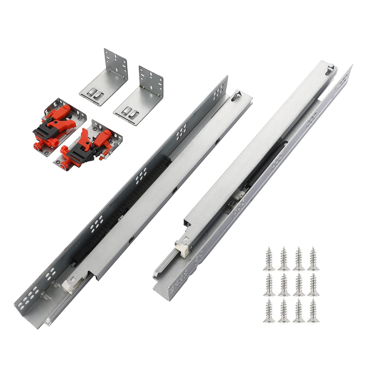 6 Pairs Of 15 Inch Soft Close Undermount Drawer Slides Full Extension Concealed Drawer Rails With Mounting Screws,3D Locking Device And Brackets