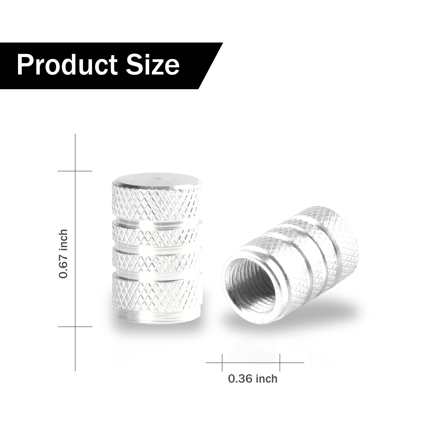 Singaro 12Pcs Tire Valve Stem Caps, Car Exterior Accessories, Aluminum Alloy Valve Cover General Purpose Cars, Trucks, Motorcycles And Bicycles (Silver)