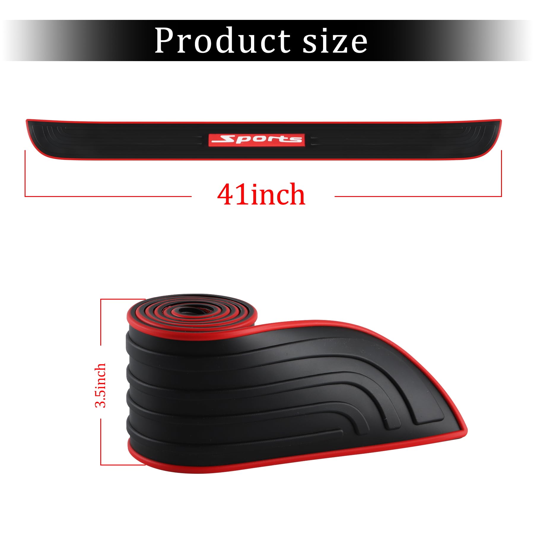 Singaro Car Rear Bumper Protector, 41Inch X3.5Inch Car/Suv Universal Rubber Anti-Scratch Trunk Exterior Accessories(Black-White-