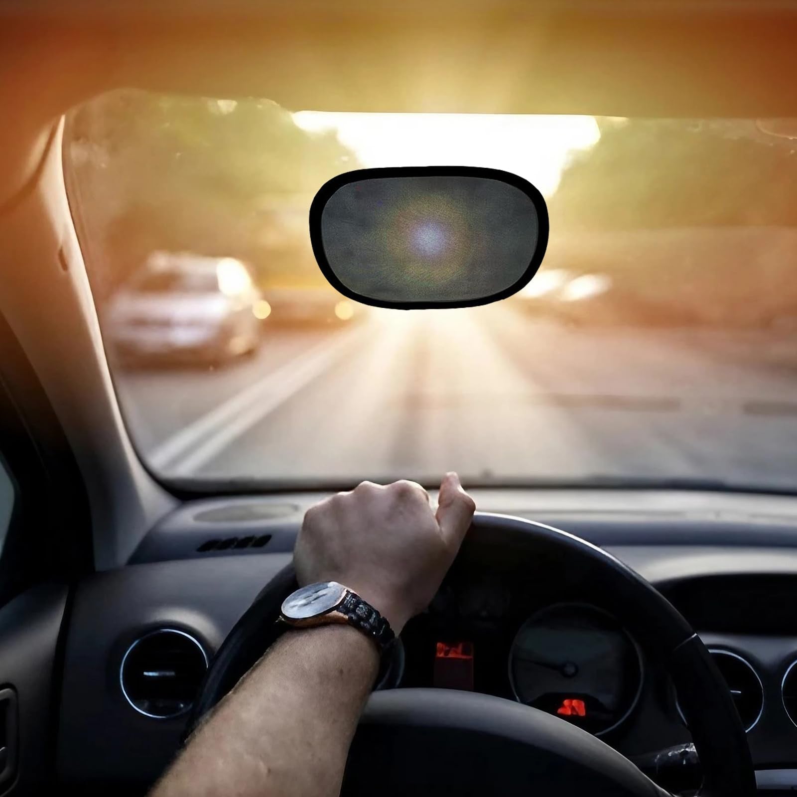 IC ICLOVER Mini Car Sun Shade for Driver (2 Pcs), Static Cling Sun Visor for Safe Driving, Glare Protection/Block Harmful UV Ray