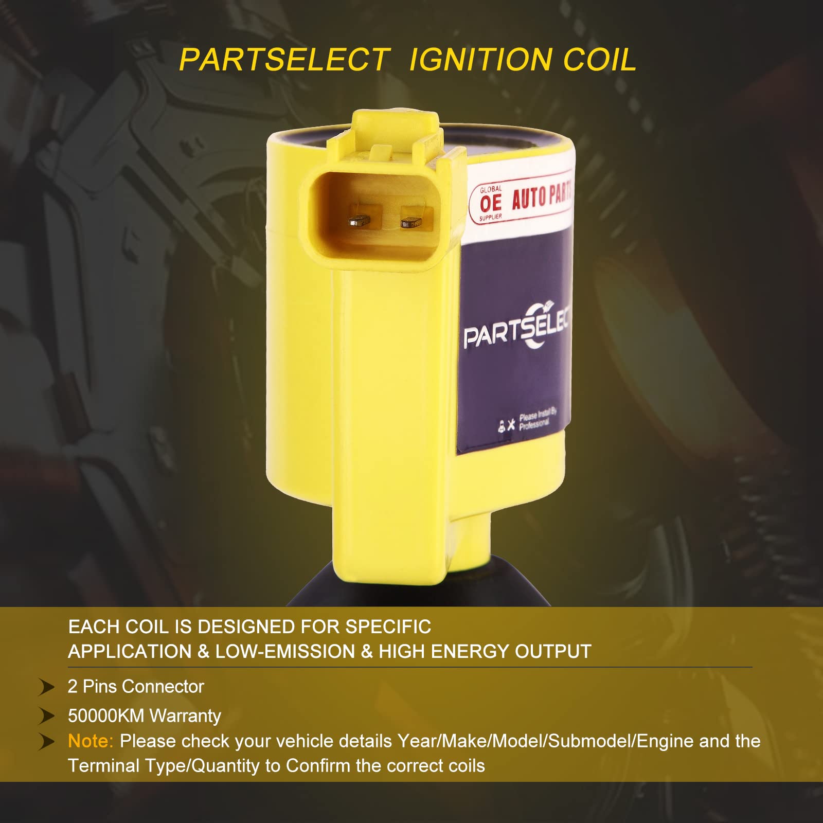 Partselect Set Of 4 Ignition Coil Pack Fd505 Dg501 Replacement For Ford Focus 2003-2011 Escape 2005-2008 For Mazda 3 2004 2005 T