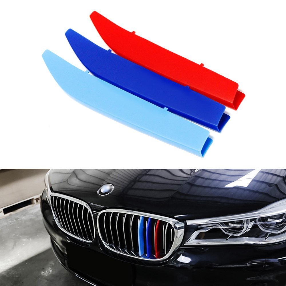 Lanyun M Colors(Red Blue Light Blue) Grille Insert Trims Decorate Compatible With 2016-2018 Bmw G11 G12 7 Series 9-Beam Standard